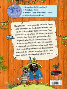 "Für den Lesestart, Viele bunte Bilder, Einfache Sätze, Mit Rätsel. Hauptmann Donnerpups auf Flohmarkt-Abenteuer."