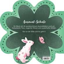 "AUSMAL-SCHATZ: Ein Block mit 46 wunderschönen Ausmalbildern. Ran an die Stifte und los geht's! Illustration: Hase und Schmetterling."