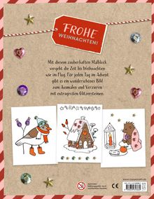 FROHE WEIHNACHTEN! Adventskalender-Malblock, zauberhafte Bilder zum Ausmalen und Verzieren mit Glitzersteinen.