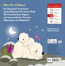 "Mein Filz-Fühlbuch. Ein liebevoll illustriertes Bilderbuch für kleine Hände." Eisbären vor Mond- und Sternenhimmel.