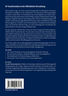 Titel: "KI-Transformation in der öffentlichen Verwaltung". 

Beschreibung: Buchrückentext, der die Themen Führung und KI in der Verwaltung behandelt.