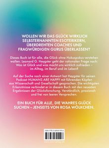Text: „WOLLEN WIR DAS GLÜCK...GURUS ÜBERLASSEN?...JENSEITS VON ROSA WÖLKCHEN.“ Hintergrund in sanften Farbverläufen.