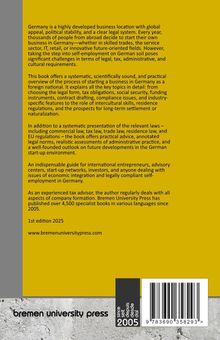 Der Text beschreibt Deutschland als attraktiven Geschäftsort und bietet einen Überblick über Unternehmensgründungsthemen. Unten rechts ist ein Logo von "bremen university press".