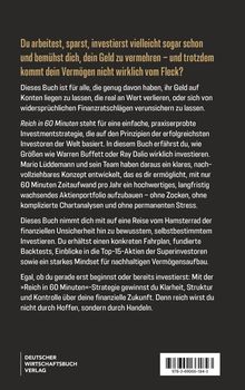 Text beschreibt ein Buch, das Anleitungen für erfolgreiche Investitionen ohne Stress bietet. Deutscher Wirtschaftsverlag.