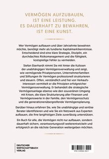 "VERMÖGEN AUFZUBAUEN, IST EINE LEISTUNG. ES DAUERHAFT ZU BEWAHREN, IST EINE KUNST." Text über Vermögensverwaltung. Unten ist ein Logo des Deutschen Wirtschaftsverlags.