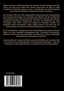 Ein Text beschreibt Thomas Manns Radiosendungen im Exil während des Zweiten Weltkriegs. Preis: EUR 9,99. Unten ein Barcode.