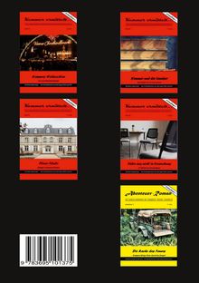 "Österhase vorgestellt"; Titel: Abenteu­er-Roman; "Die Rache des Feuers." Buchcover mit verschiedenen Motiven.