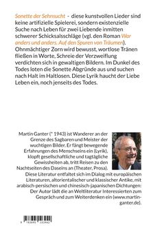 "Sonette der Sehnsucht" beschreibt kunstvolle Lieder voller existenzieller Suche. Unten Bild von älterem Mann.