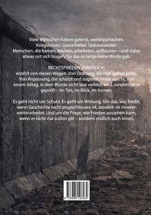 Ein Text über die Themen Weiterleben, Anpassung, Ordnung und inneren Frieden; im Hintergrund eine zerstörte Mauer.