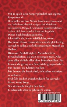 Roter Hintergrund mit Leopardenmuster; Text beschreibt die Herausforderungen von Frauen um die 50, ISBN unten rechts.