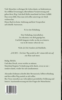 Einladung zur Selbstreflexion, innezuhalten, innere Reise. Alexandra Erdmann schreibt über Bewusstsein. ISBN sichtbar.