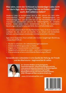 Text: Moderne Liebe ist komplizierter denn je. Ein Buch beschreibt, wie Selbstliebe der Schlüssel zu beständiger Liebe sein kann.   
Logo: Foto von Dr. Christine Brähler.