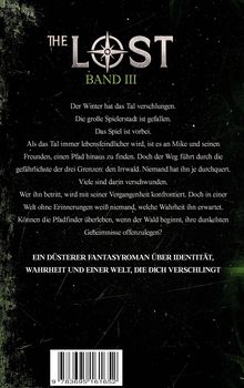 "THE LOST BAND III" steht oben. Text beschreibt eine düstere Fantasy-Geschichte über Identität und Wahrheit.