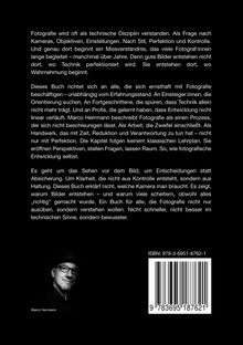Ein Buchrückentext beschreibt Fotografie als Prozess, statt Technik. Erwähnt ISBN: 978-3-6951-8762-1. Unten ein Porträt.