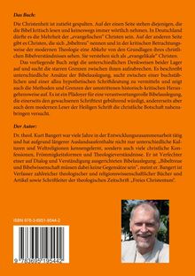Orange Hintergrund, Text über biblische Auslegung. Buch beschreibt Unterschiede in theologischen Ansätzen. ISBN unten.