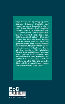 Ein grüner Textblock beschreibt die Herausforderungen und Freuden des Vaterseins mit Humor und Ehrlichkeit. Unten Preise.