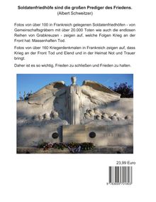 Text über Albert Schweitzer über Kriegsdenkmäler in Frankreich. Bild eines Friedhofsdenkmals mit Engelsfigur. Preis: 23,99 Euro.