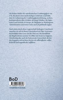 Ein Text beschreibt den Austausch zweier amerikanischer Unabhängigkeitshelden und ihre spätere Korrespondenz. Darunter ein Barcode.