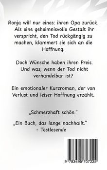 Ein emotionaler Kurzroman über Verlust und Hoffnung. Zitate: „Schmerzhaft schön.“ „Ein Buch, das lange nachhallt.“