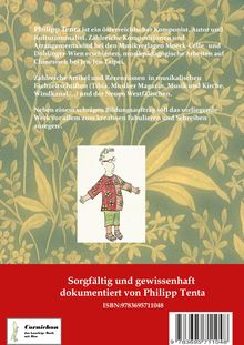 Text beschreibt einen österreichischen Komponisten. Darunter ein Cartoon einer Person in bunter Kleidung.
