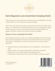 „Dein Wegweiser zum stressfreien Camping-Glück!“, darüber Kompass-Logo „CampERlebnisse“. Text beschreibt Camping-Tipps.