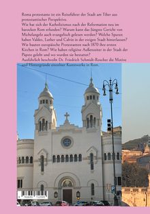Text beschreibt protestantische Perspektive zu Rom, Reform und Kunst. Vordergrund: weiße Kirche mit Türmen, blauer Himmel.