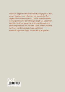 Text über liebevolle Selbstfürsorge und Verbindung von Körper und Gedanken. Unten ISBN, Preise in Euro und CHF.