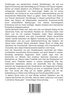 Ein Zitat von Irmela Biegel über positive Lebenshaltung und Menschlichkeit durch Geschichten, Preisangabe: € 12,00.