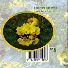 "Bilder und Gedanken von Karin Hartel" und Preisangabe "10 €". Gelbe Blumen in einem ovalen Rahmen, Barcode unten.