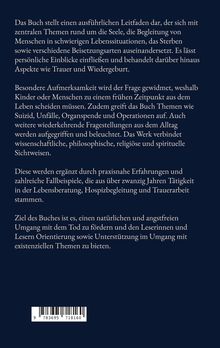 Ein Buch über Tod und Trauer, mit Leitfaden für Lebenssituationen, Suizid, Organspende und Operationsfragen. Barcode unten.