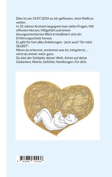 Text auf blauem Hintergrund beschreibt persönliche Erkenntnisse und Selbstverantwortung. Darunter eine Illustration: ein Mensch in einem Herz.