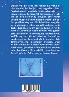 Text beschreibt Hannahs Suche nach Freiheit und Selbstfindung. Unten ein Bild: ein Schmuckstück auf einem blauen Hintergrund.