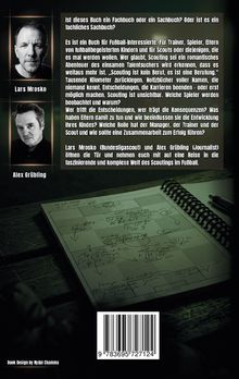Text über Fußball-Scouting: Berufung, Entscheidungen, Karriere, Trainer. Autoren: Lars Mrosko, Alex Grübling. Darunter Notizbuch.
