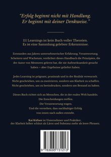 "Erfolg beginnt nicht mit Handlung." Text über ein Buch, das praktische Erkenntnisse und Prinzipien für Unternehmer bietet.