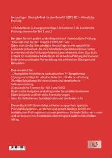Neuflage für den Beruf B1 mündliche Prüfung, 10 Modelltests, Lösungsvorschläge, Schablonen, 20 zusätzliche Themen.
