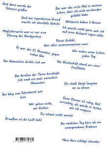 Verschiedene Sätze in blauer Handschrift verteilt; thematisch uneinheitlich, frei über die Seite verteilt.