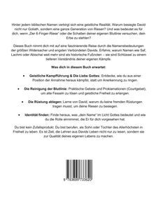 Text beschreibt geistliche Bedeutung biblischer Namen. Es geht um Kampf, Reinigung, Identität. ISBN unten.