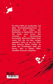 Text über einen Kriminalfall. Roter Hintergrund mit schwarzen Spritzern und weißen Flecken. BoD-Logo unten.