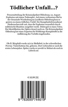 Titel: "Tödlicher Unfall...?" Pressemitteilung zur Explosion in Wardenburg, Niedersachsen. Preis: € 10,99 [D]. Barcode vorhanden.