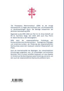"De Processibus Matrimonialibus" ist eine Fachzeitschrift für kirchliches Eherecht. Oben ein rotes Kreuz mit Waage.
