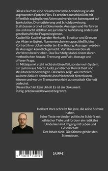 Dieses Buch dokumentiert die Epstein Files faktisch, ohne Urteil. Fokus auf System aus Macht und korrekt interpretierten Fakten. Bild eines Mannes. Preis: 14,99 €.