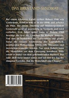 Titel: DAS BRENTANO-SYNDIKAT. Ein Mann am Tisch mit einem Brief. Strukturierte Wand im Hintergrund.