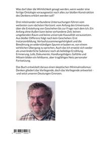 Text: Diskurs über Realität und Ontologie mit Fokus auf Differenz und Wahrnehmung. Unten ein lächelnder Mann mit Bart.