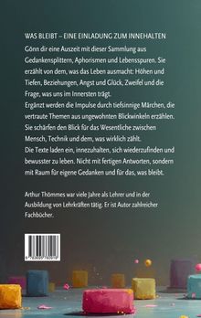 Text über Sammlung von Gedankensplittern, dazu Märchen. Hintergrund zeigt bunte, abstrahierte Formen in einer Illustration.