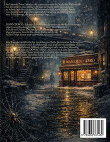 Text: "Downtown – Schatten im Licht" ist eine Serie über Wahrheit, Schuld und Sühne. Szene einer schneebedeckten Straße nachts.