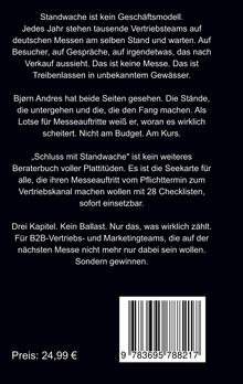 Texte über Vertriebsstrategien auf Messen, Angebote für B2B-Teams, Preisangabe 24,99 €, mit einem Barcode darunter.