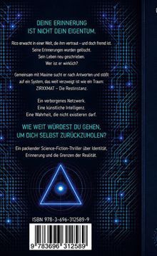 Text in leuchtendem Blau: "DEINE ERINNERUNG IST NICHT DEIN EIGENTUM." Strahlen und ein neonblaues Dreieck im Hintergrund.