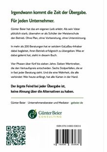 Text über Unternehmensübergabe, Erfahrungen von Günter Beier. Enthält Phasen, Werttreiber und Stolperfallen. Logo und QR-Code.