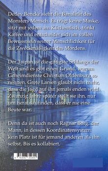 Text über Menschen, Täuschung und Intrigen. Hintergrund: eine regnerische Straßenszene mit alten Gebäuden.