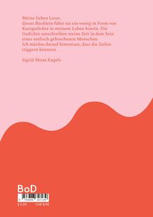 Ein rosa Hintergrund mit einem roten Wellenmuster unten. Text: "Sigrid Mona Engels" mit einem Hinweis auf emotionale Themen.